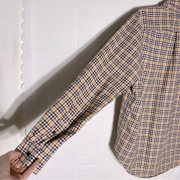 Eddie Bauer Yellow Burgundy Plaid Cotton Long Sleeve Relaxed Fit Button Up Top M - Picture 11 of 15